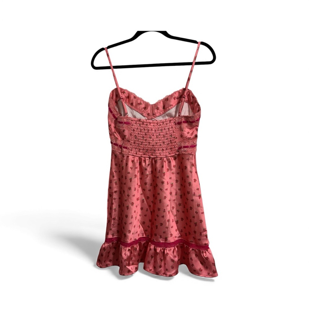 Betsey Johnson x Forever 21 Pink Floral Satin Lace Mini Len Slip Dress L - Picture 3 of 8
